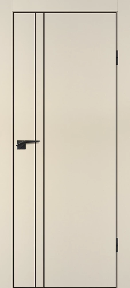 Фото Межкомнатная дверь P-20  черный молдинг PET,  кромка ABS черная c 4-х ст. Бежевый матовый